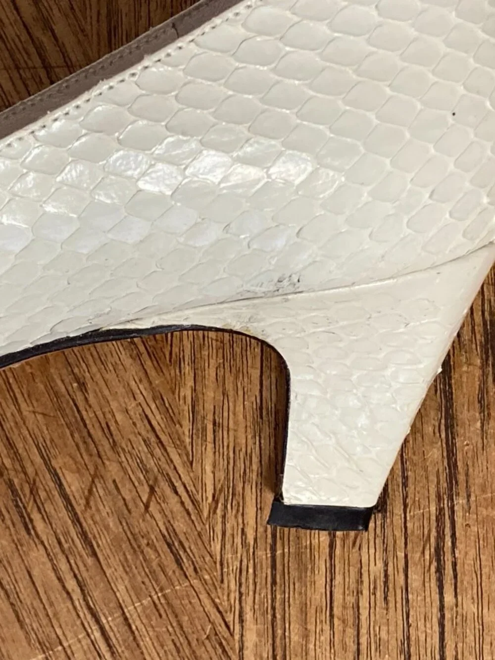 Vintage Thomas Wallace Cream Snakeskin Shoes - Picture 7 of 9